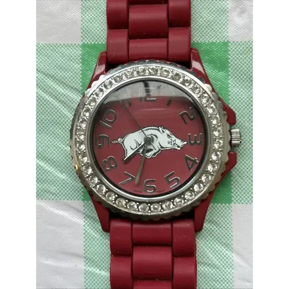 Arkansas Razorbacks Rhinestone Bezel Quartz Watch - Picture 1 of 7